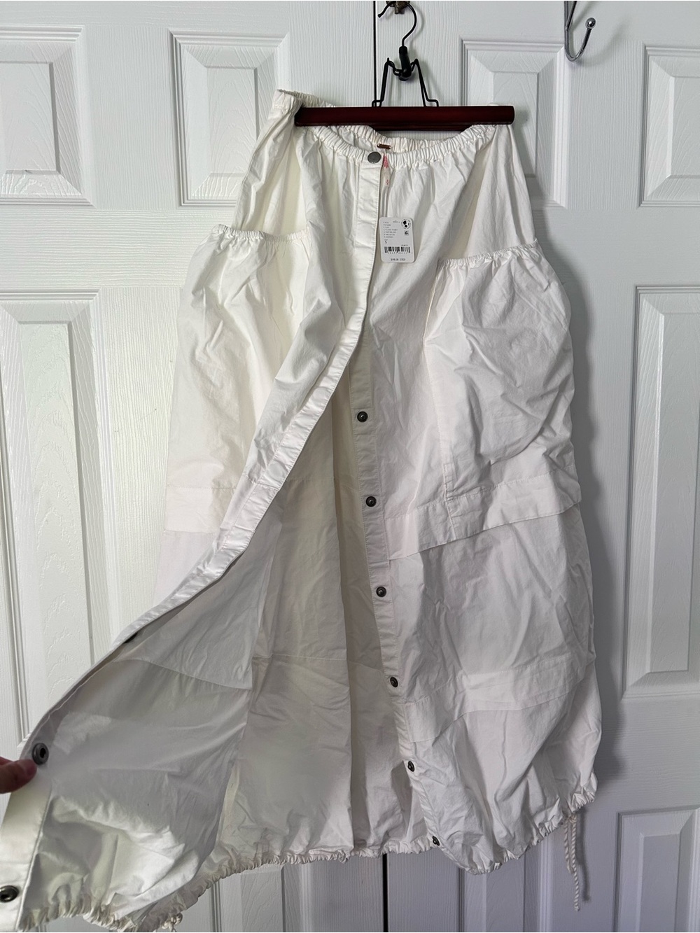 Free People Maxi Skirt Cotton Button Up Ivory Women Small Pockets New - Picture 12 of 13